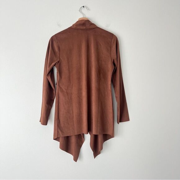 Soft Surroundings Shape Drape Faux Suede Brown Jacket Cardigan Size XS NWOT - Picture 9 of 11